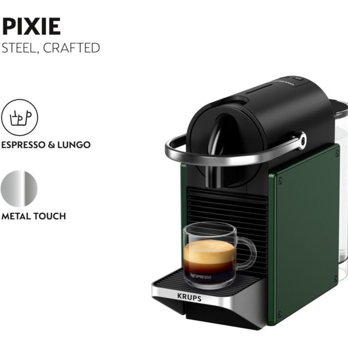 Nespresso Pixie Original Pod Coffee Machine, Compact Espresso Maker - Dark Green
