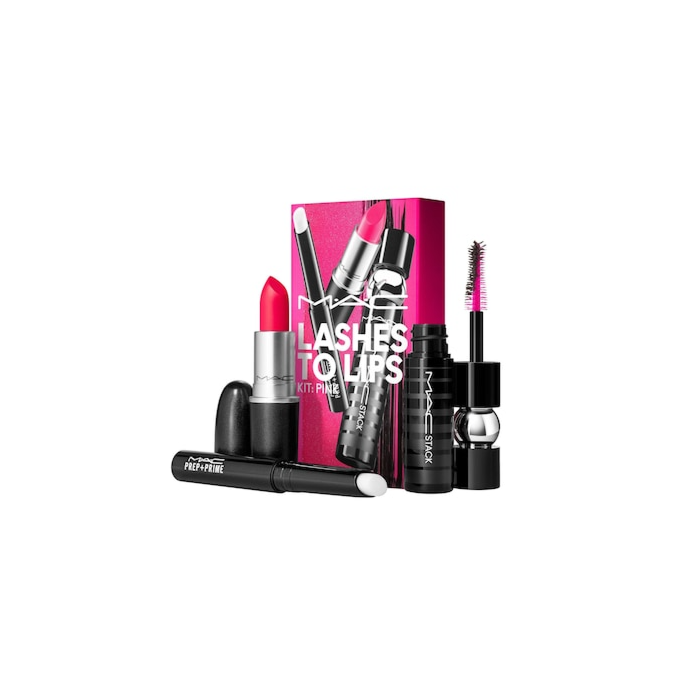 Mac Lashes To Lips Kit : Pink Relentlessly Red (706) Black Stack