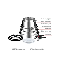 Tefal Ingenio Emotion L897SD74 13 Piece Pan Set - Stainless Steel